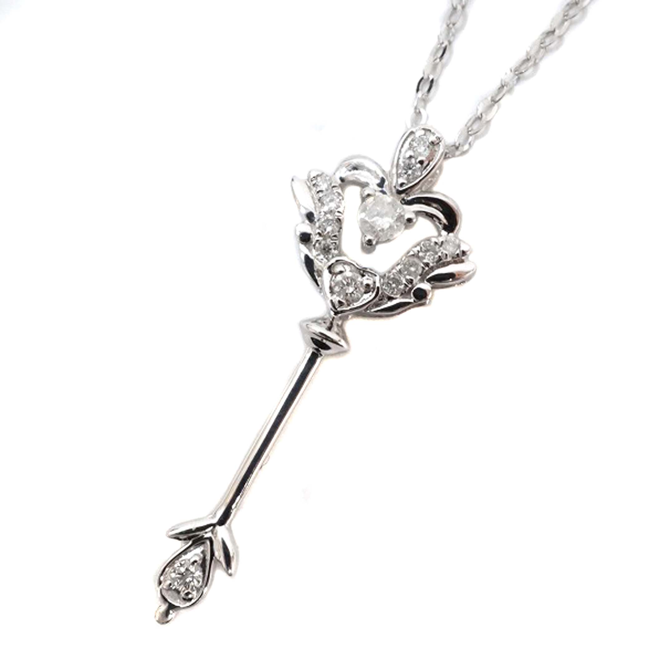 K18WG ホワイトゴールド D0.15ct ダイヤモンド ネックレス 1.9g 45.0cm 【中古】