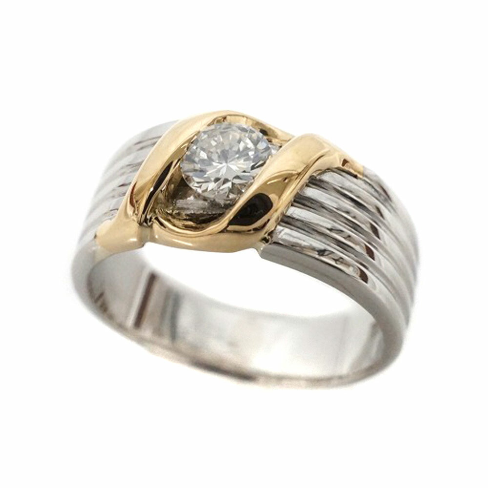 K18 Pt900 ゴールド プラチナ D0.31ct ダイヤモンド リング ジュエリー アクセサリー 【中古】