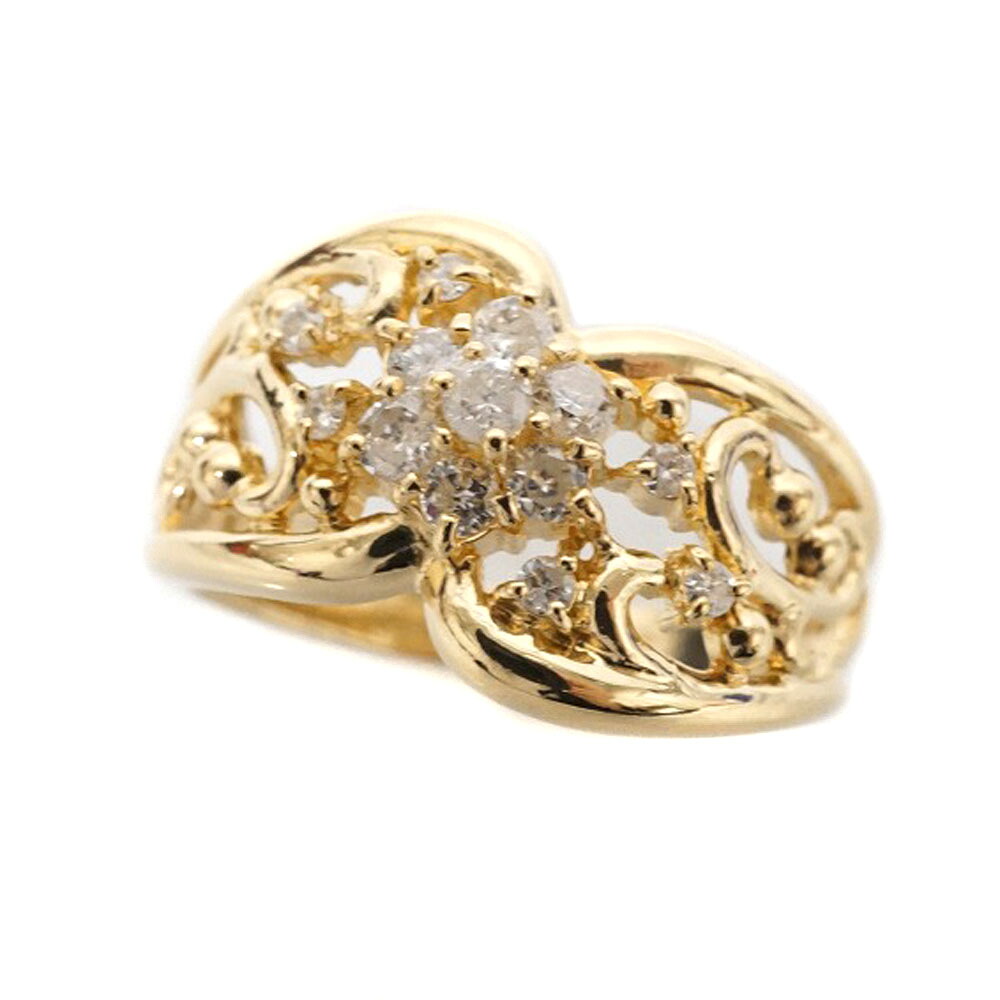 K18 ゴールド D0.30ct ダイヤモンド リング ジュエリー アクセサリー 【中古】