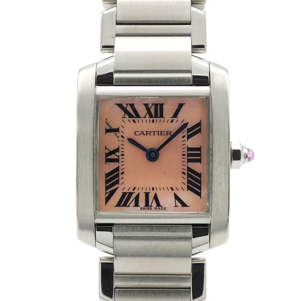 カルティエ Cartier W51028Q3 タンクフランセーズSM ピンクシェル クオーツ 腕時計 【中古】 230,900円