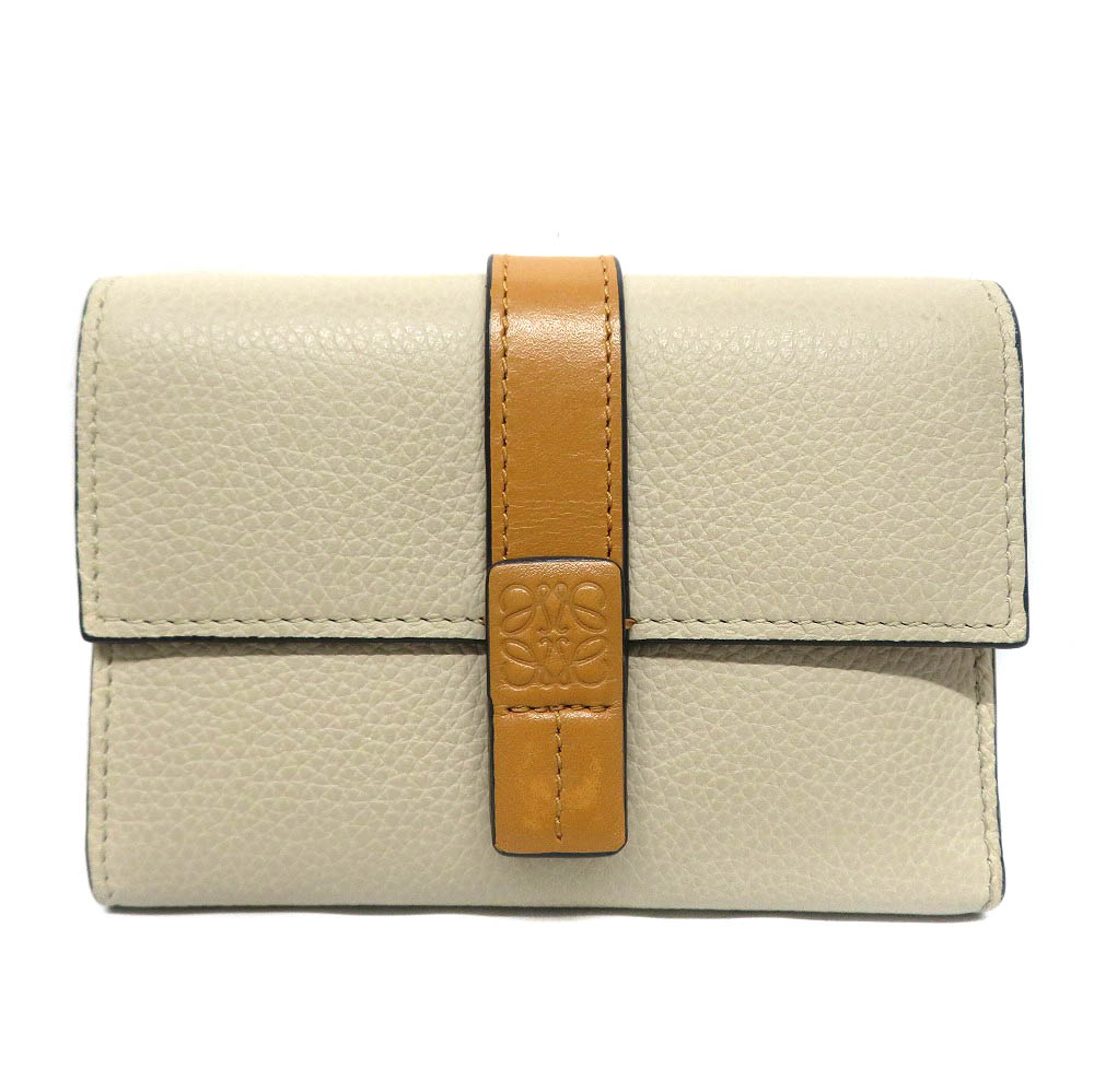 ロエベ Loewe C660S86X01 バーティカルウォレット ソフトグレインカーフスキン 3つ折り紙入れ 【中古】