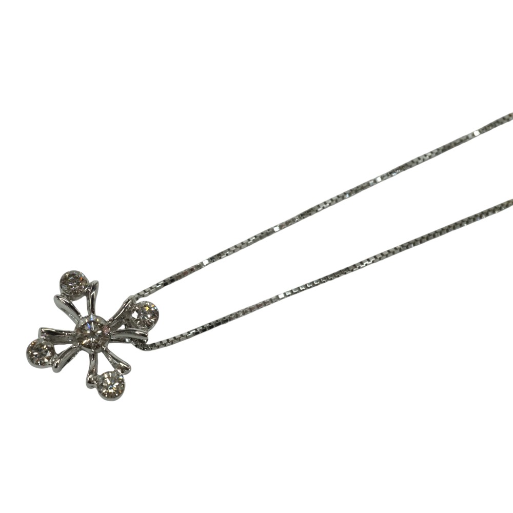 K18WG K18 18金 ホワイトゴールド ネックレス ダイヤモンド0.45ct【中古】