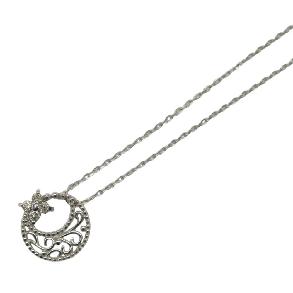 K10WG 10金ホワイトゴールド ダイヤモンド0.03ct ネックレス アクセサリー 【中古】