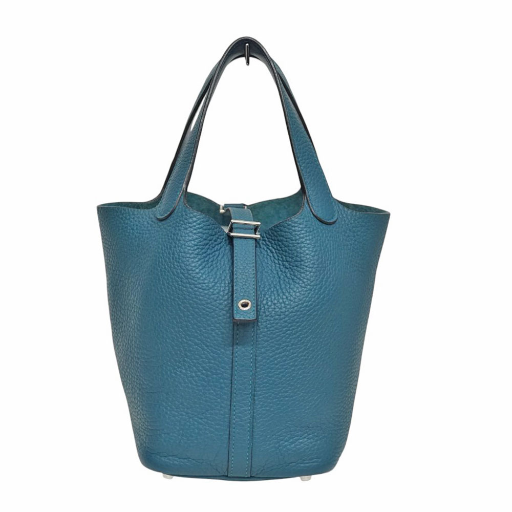 エルメス Hermes ピコタンロックエクラPM ハンドバッグ ヴェールボスフォール×ディープブルー トリヨン【中古】