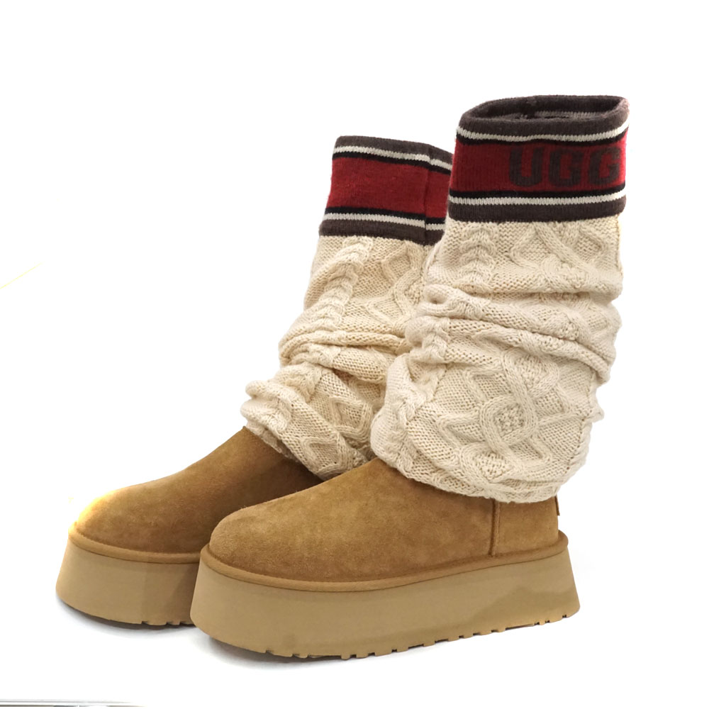 アグ Ugg 114044 クラシックセーターレタートール  ブーツ  ベージュ【中古】