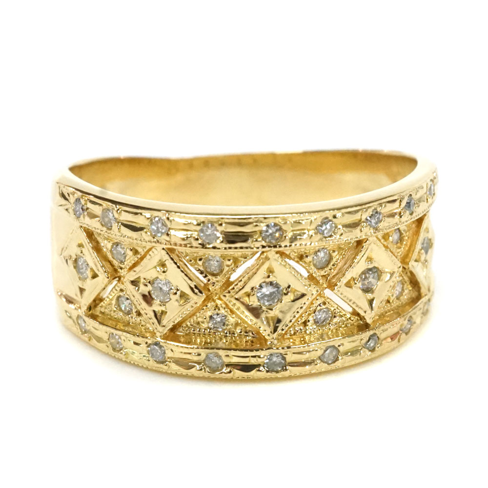 K18 18金 リング アクセサリー 指輪 ダイヤモンド0.18ct【中古】