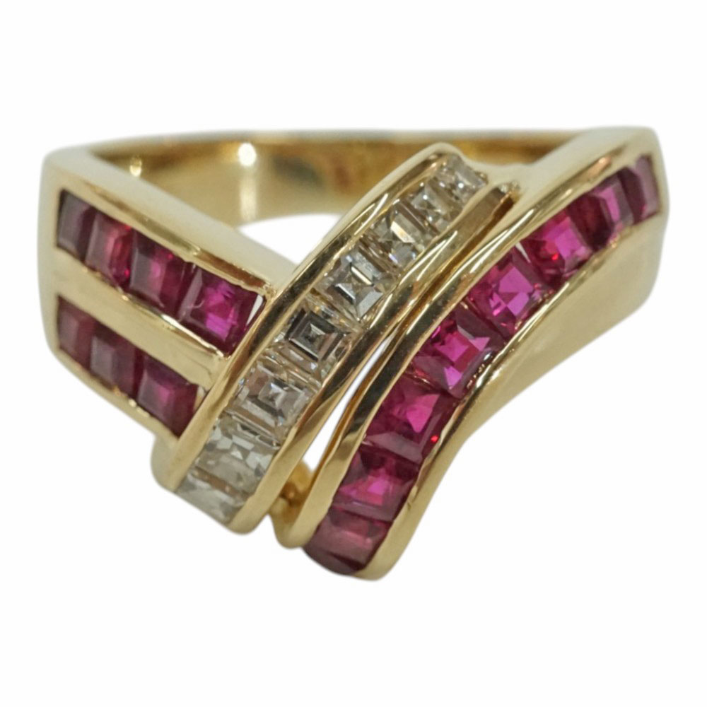 K18 18金 リング アクセサリー 指輪 ダイヤモンド0.51ct ルビー1.60ct【中古】