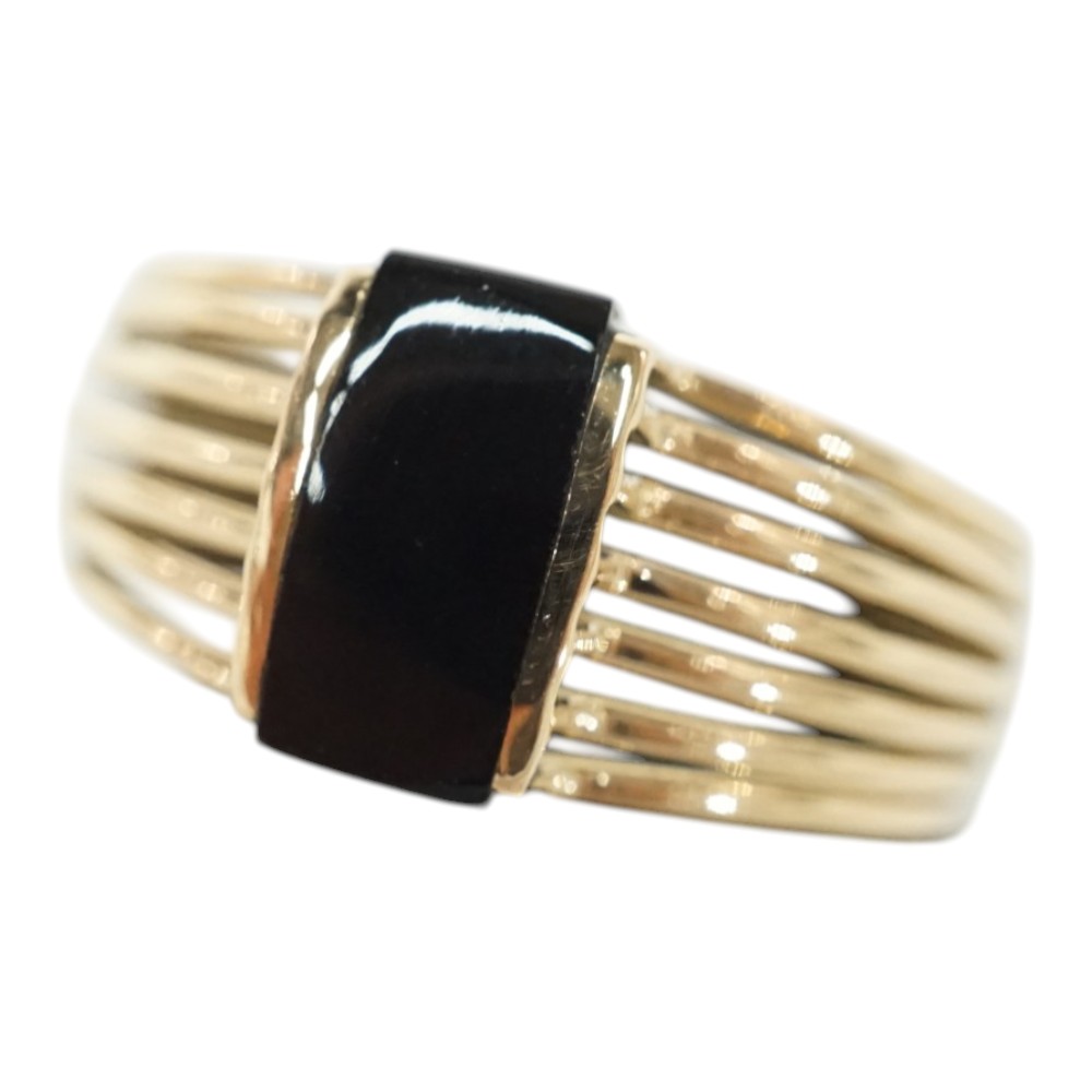 K18 18金 リング アクセサリー 指輪 黒石【中古】
