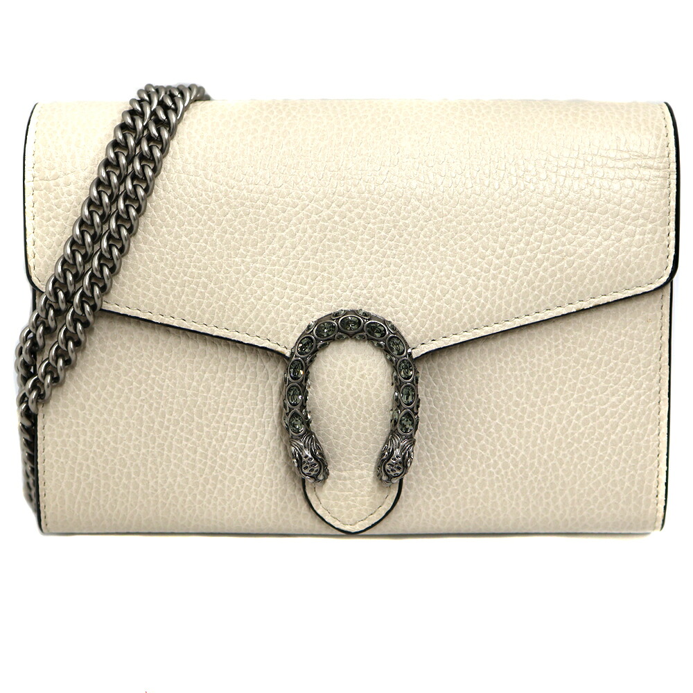 グッチ Gucci 401231 ディオニソス チェーンウォレット レディース レザー ホワイト【中古】