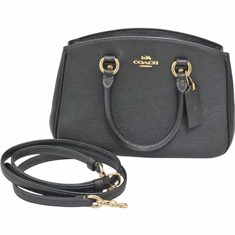 コーチ職 Coach CAL054 サバンナスモールキャリオール ハンドバック レディース ペブルドレザー 黒いこと系【中古】