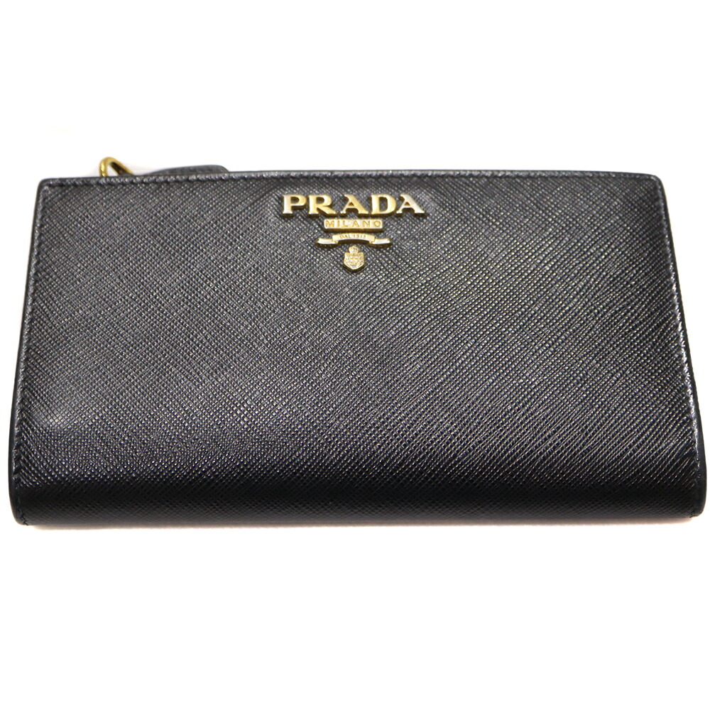 プラダ Prada 1ML009 サフィアーノマルチカラー 長紙入れ 黒いこと なめし革 レディース 【中古】