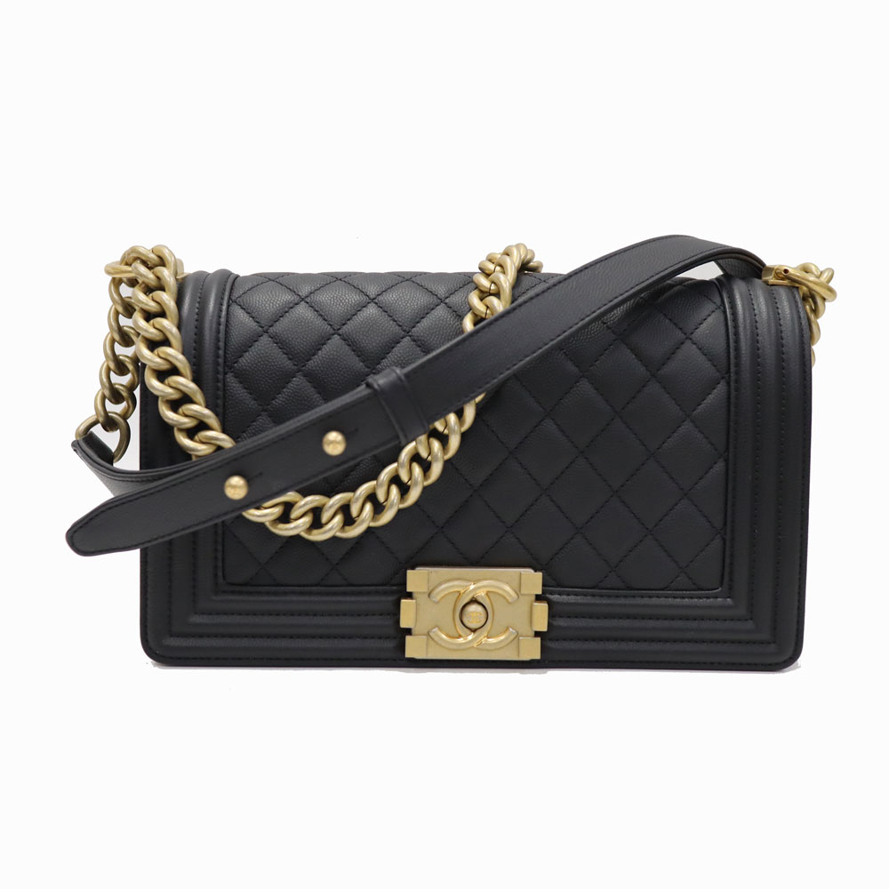 シャネル Chanel A67086 男の子シャネル チェーン店ショルダーバッグ 黒いこと なめし革 レディース【中古】