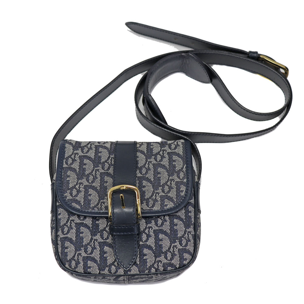 クリスチャンディオール Dior トロッター ショルダーバッグ  米国海軍 帆布 ジャかばい立て織  レディース 【中古】
