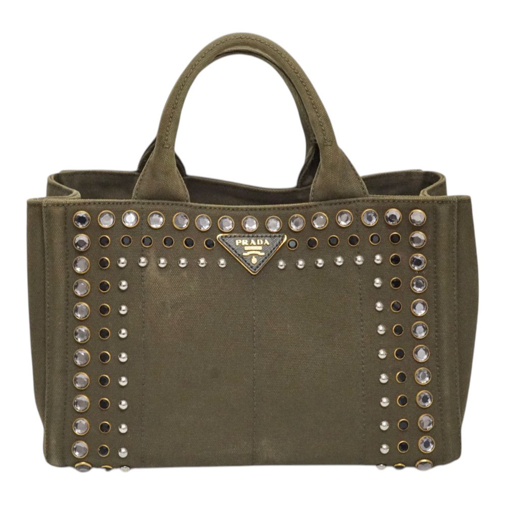 プラダ Prada B24390 ビジューカナパトート カーキ【中古】|質屋かんてい局 店