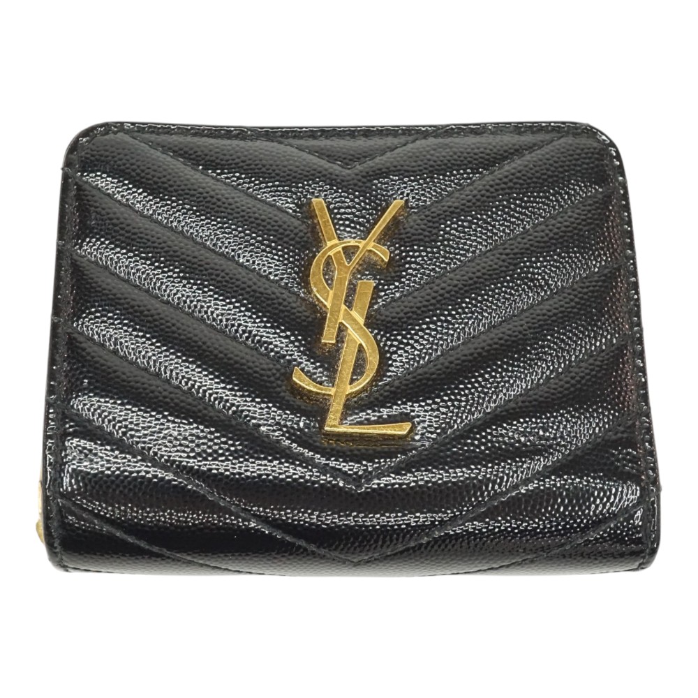 サンローラン Saintlaurent 668288 BOW01 二つ折り札入れ コンパクトウォレット【中古】