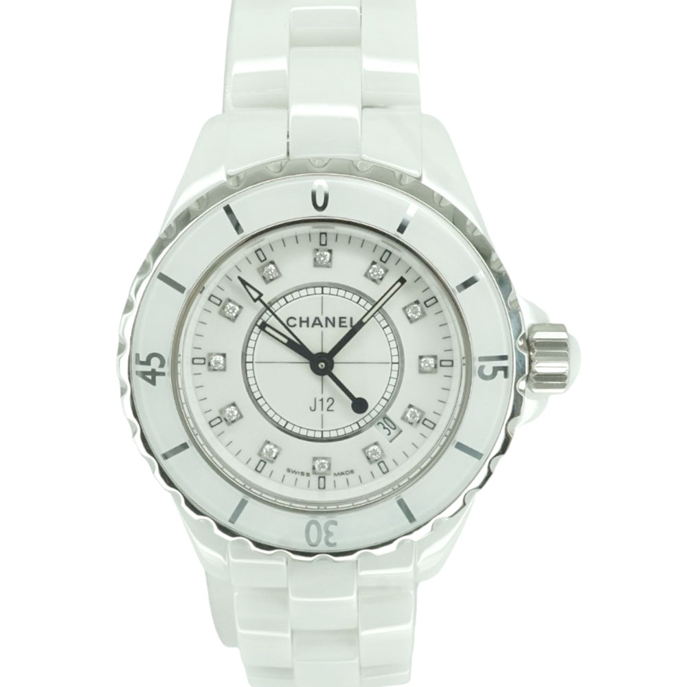 シャネル Chanel J12 H1628 白いこと陶芸 12P金剛石 ウオッチ 【中古】