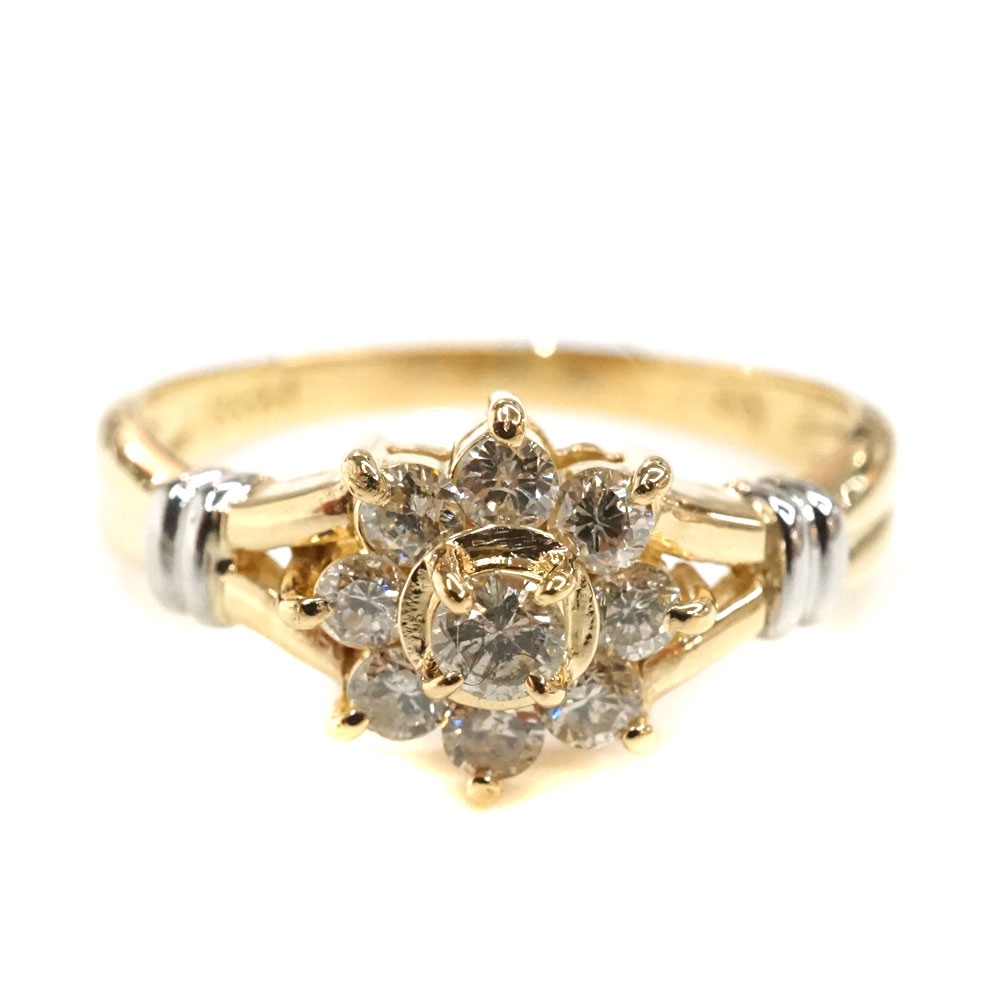 K18 Pt900 18金 プラチナ ゴールド リング 指輪 ダイヤモンド0.51ct【中古】｜質屋かんてい局 店