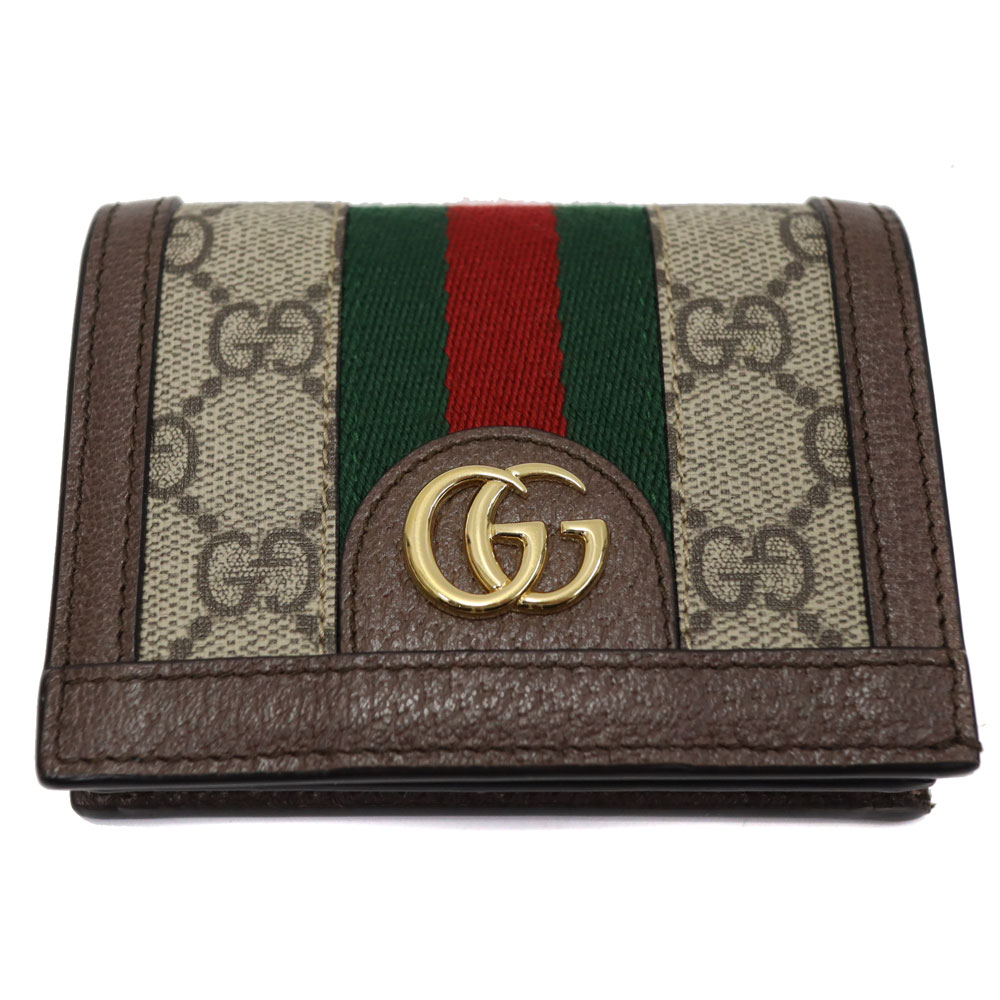 グッチ Gucci 523155 オフィディア 二つ折り紙入れ GGスプリームキャンバス 縞模様 レディース【中古】