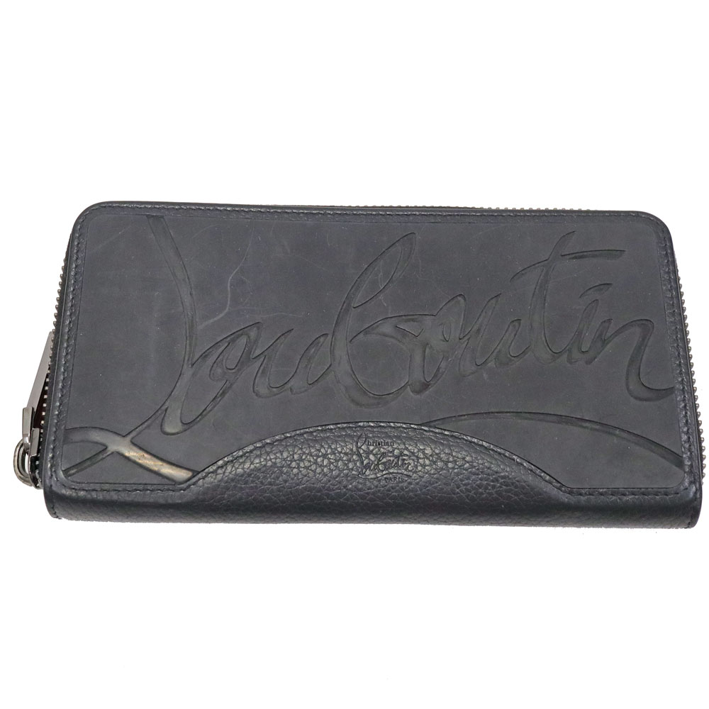 クリスチャンルブタン Christian Louboutin 3195051 パネトーネ 長財布 ラウンドファスナー ラバー レザー ブラック メンズ【中古】｜質屋かんてい局 店