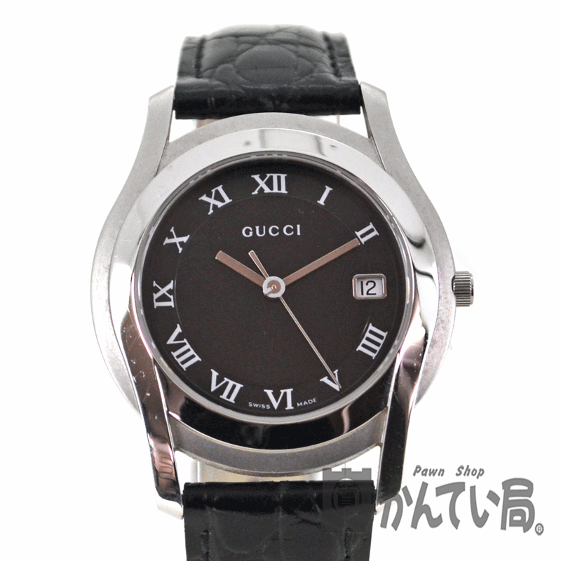 新作揃え Gucci グッチ 5500m P かんてい局大垣店 買取専門 中古 Used 6 黒文字盤 メンズ 腕時計 Ss ステンレス 革ベルト ローマンインデックス メンズ P Rashiastrologer Com