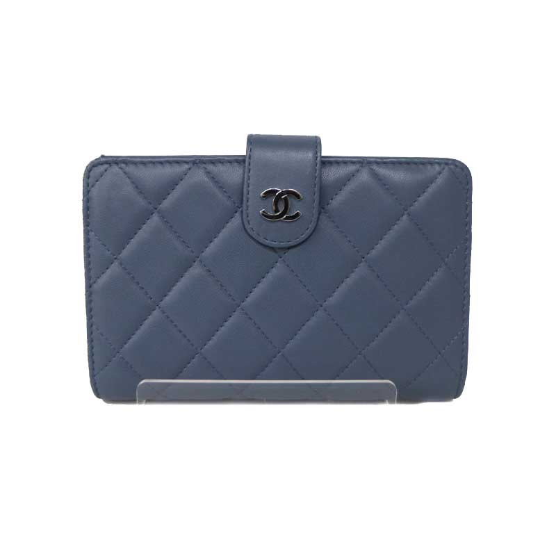 Chanel シャネル 8667 2つ折り財布 ブルー系 ラムレザー ココマーク レザー 二つ折り 長財布 レディース シンプル 中古 Used 6 C21 2713 かんてい局 小牧店 Mozago Com