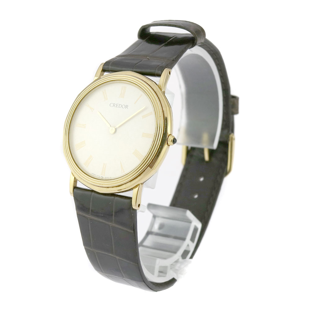 365日出荷 Seiko C21 3463 かんてい局小牧店 質屋 中古 Used 8 シンプル ユニセックス 腕時計 レザー ステンレス 14金 Ss K14 ゴールド 電池式 クォーツ 7770 6050 クレドール Credor セイコー C21 3463