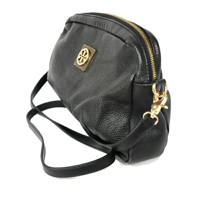 Tory Burch トリーバーチ ショルダーバッグ レザー Black 黒 シンプル ブランド レディース 斜め掛け ゴールド金具 中古 Used 6 質屋 かんてい局小牧店 C21 5373 Liceochiloe Cl