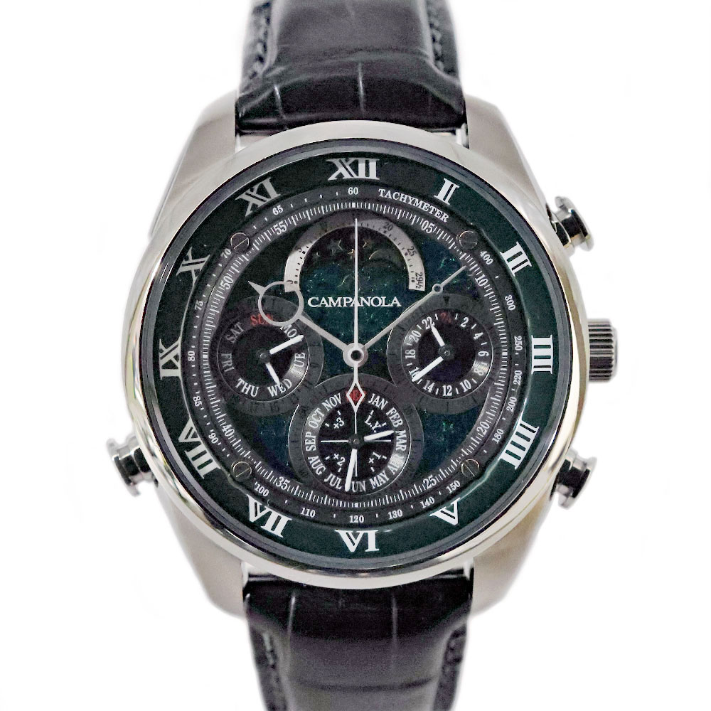 シチズン Citizen AH4086-10W カンパノラ グランドコンプリケーション 織部 メンズ クォーツ 腕時計 グリーン【中古】|質屋かんてい局 店