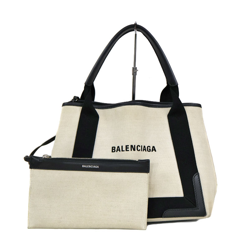 バレンシアガ Balenciaga 339933 ネイビーカバスS ユニセックス ブラック アイボリー【中古】｜質屋かんてい局 店