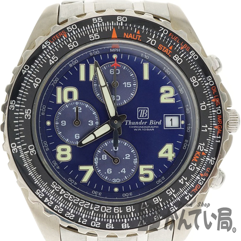 楽天市場 バッテリー交換済み Thunder Bird サンダーバード 0s60 クォーツ ミリタリー パイロット クロノグラフ メンズ 腕時計 中古 Used 6 質屋かんてい局細畑店 H 質屋かんてい局 楽天市場店