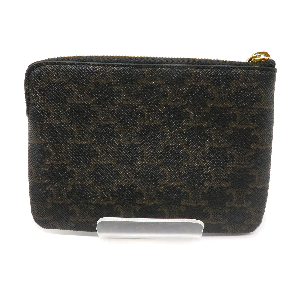 CELINE【セリーヌ】10C662BTA.38NOフック付コイン&カードポーチコーティングキャンバストリオンフブラックレディース【中古】USED-7質屋かんてい局細畑店h2204528