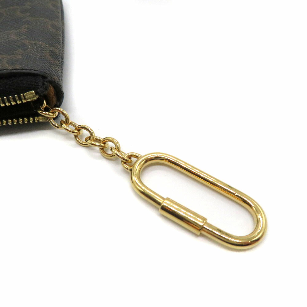 CELINE【セリーヌ】10C662BTA.38NOフック付コイン&カードポーチコーティングキャンバストリオンフブラックレディース【中古】USED-7質屋かんてい局細畑店h2204528