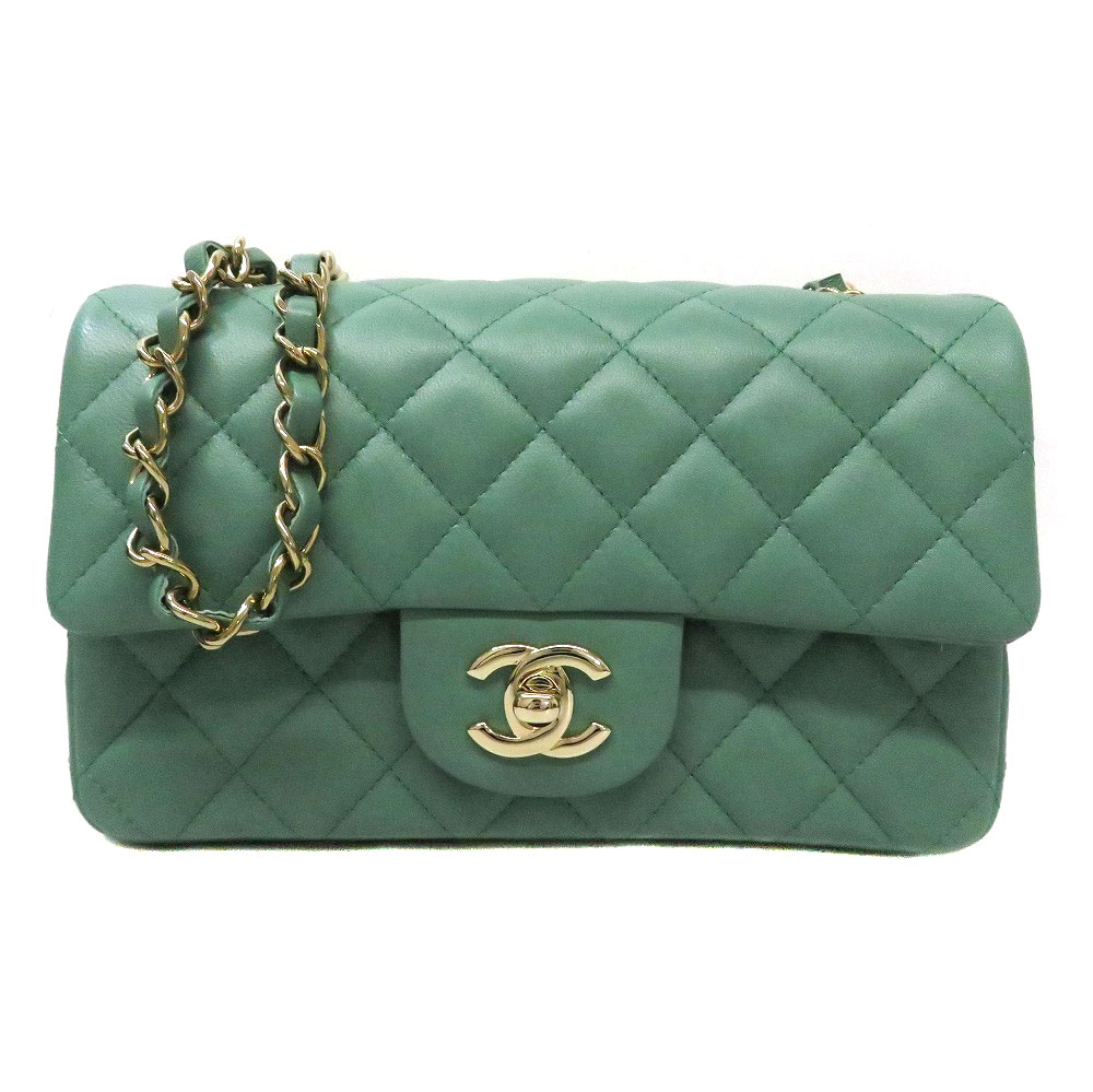 特上品 シャネル Chanel チェーンショルダーバッグ ミニマトラッセ20 グリーン系 ゴールド金具 【中古】