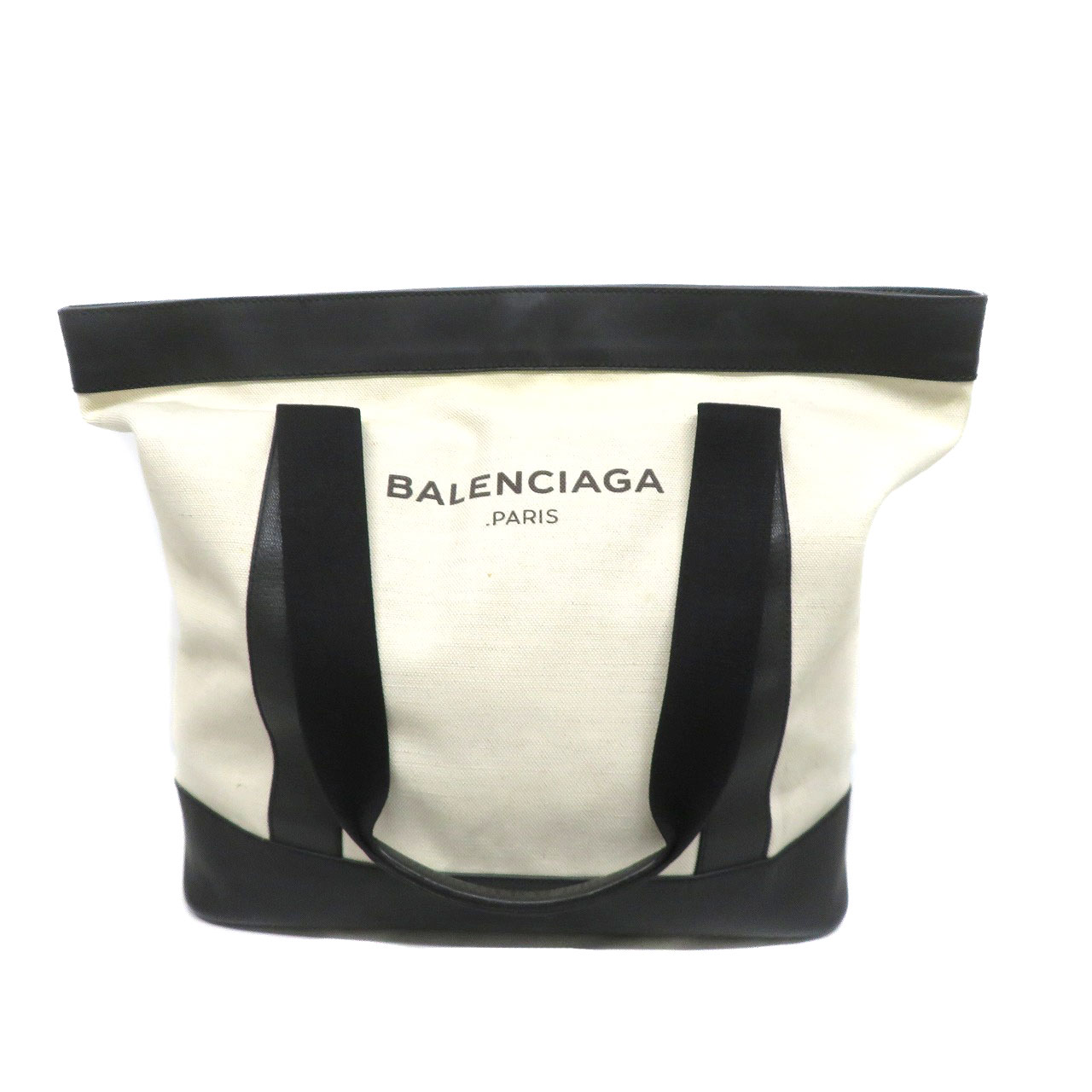 バレンシアガ Balenciaga 374767 ネイビートート キャンバス レザー ベージュ メンズ レディース ユニセックス 大容量【中古】