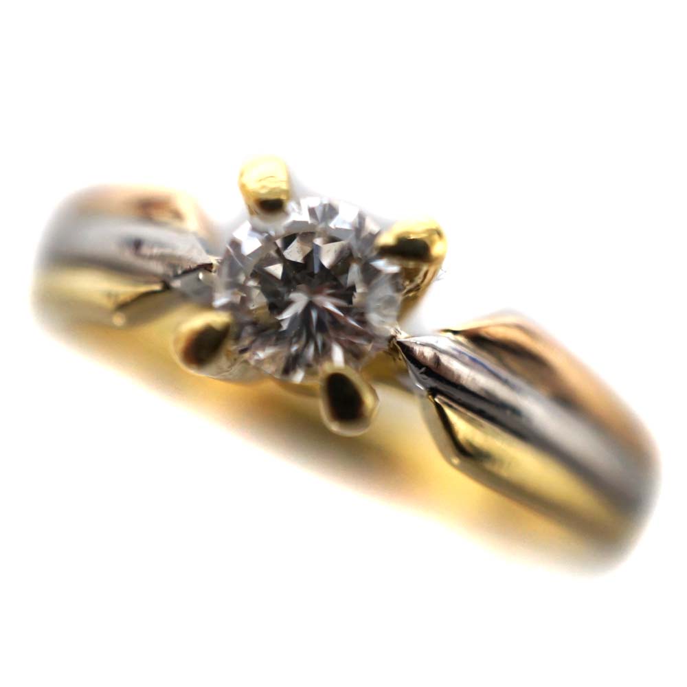 K18 Pt900 ゴールド プラチナ D0.321ctリング ダイヤモンド ジュエリー アクセサリー【中古】