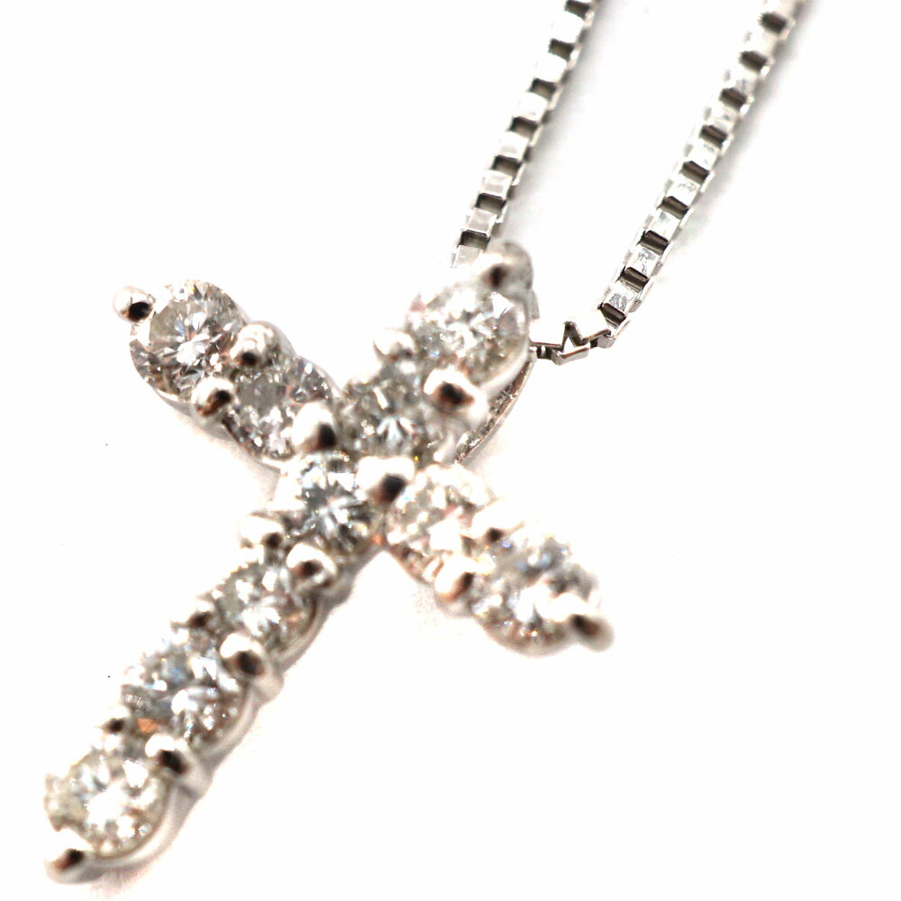 Pt850 トップPt900 プラチナ D0.50ctネックレス ダイヤモンド ジュエリー アクセサリー 【中古】