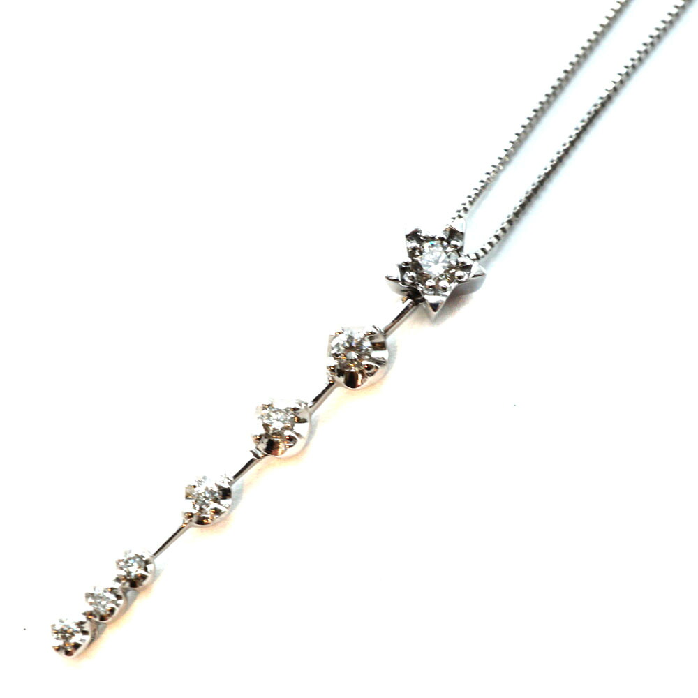K18WG ホワイトゴールド D0.24ctネックレス ダイヤモンド ジュエリー アクセサリー 【中古】