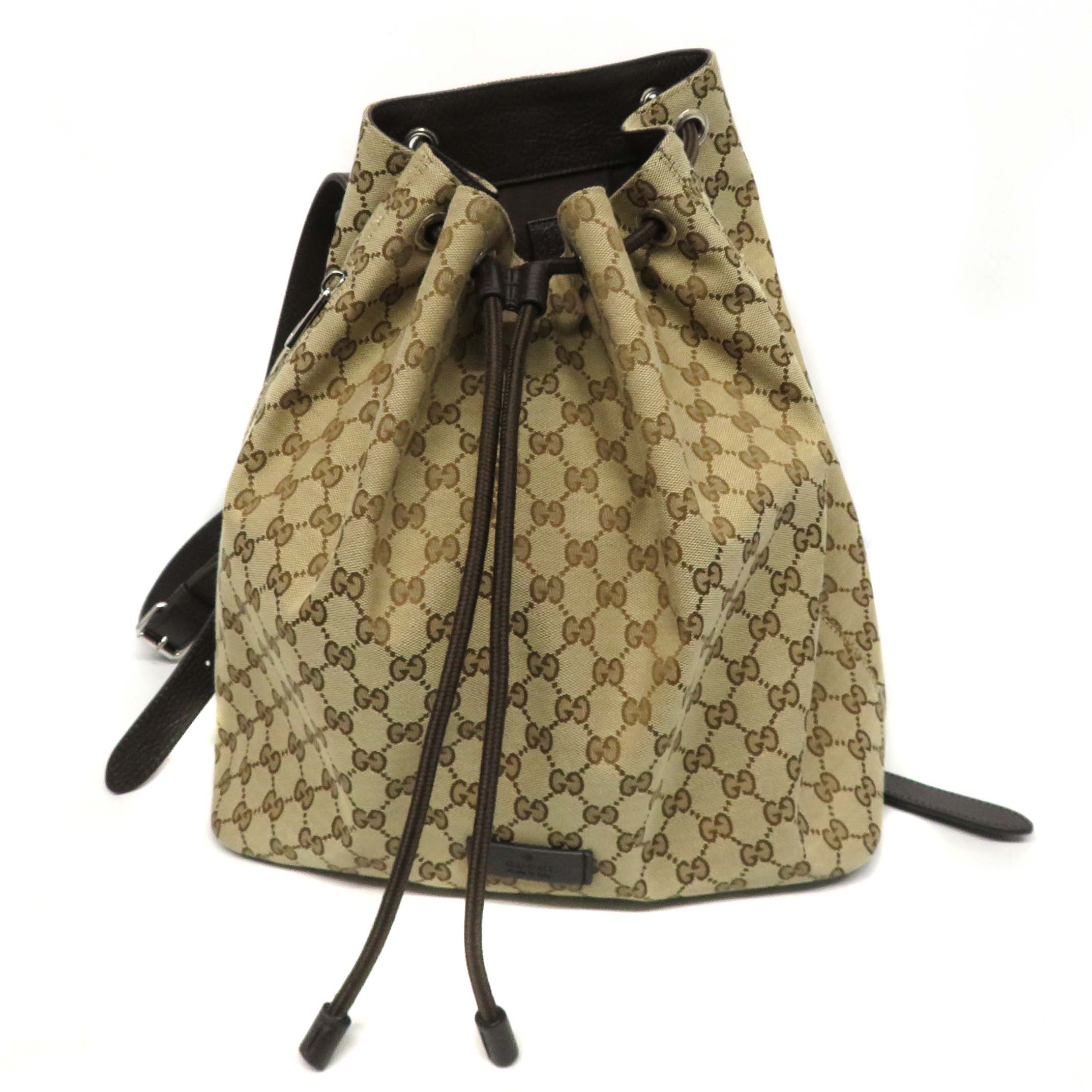 グッチ Gucci 449175 バックパック キャンバス レザー ベージュ ブラウン 【中古】