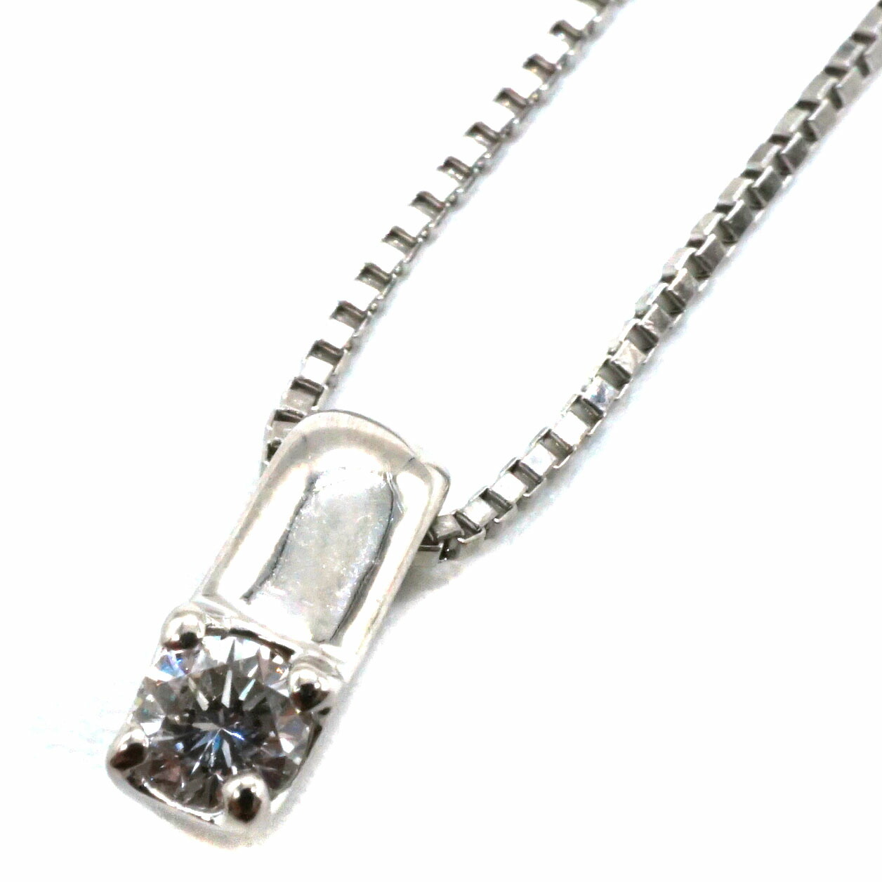 Pt850 トップPt900 プラチナ D0.09ct ネックレス ダイヤモンド ジュエリー アクセサリー 【中古】