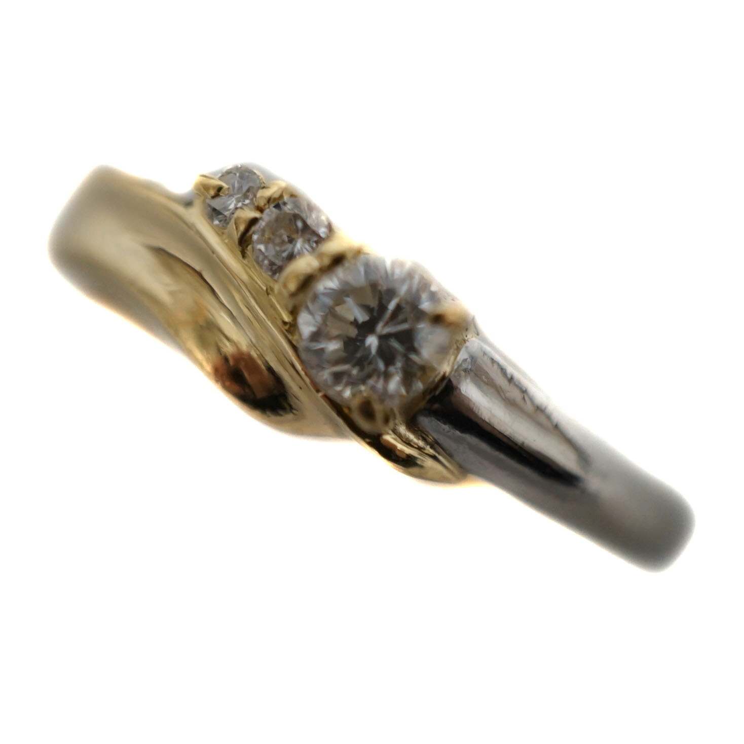 K18 Pt900 ゴールド プラチナ D0.20ct リング ダイヤモンド コンビ ジュエリー アクセサリー 【中古】
