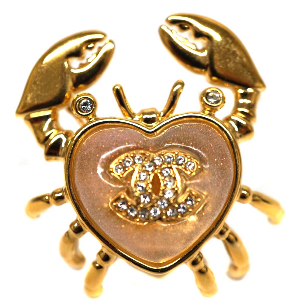 シャネル Chanel カニブローチ ゴールド ピンク アクセサリー 【中古】