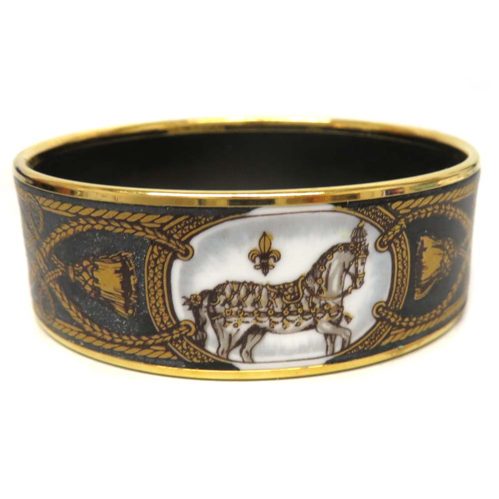 楽天市場】エルメス HERMES エマイユGM バングル ゴールド×ブルー