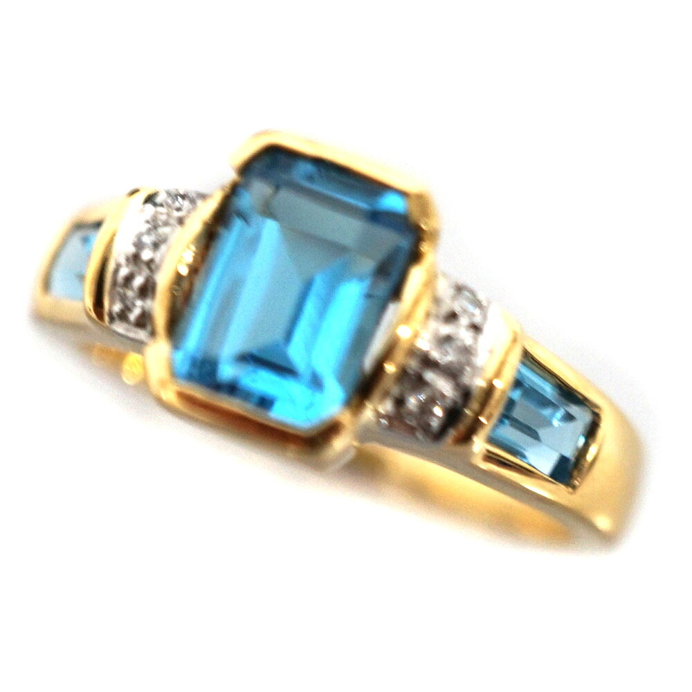 K18 ゴールド Pt900 プラチナ TP1.19ct/0.50ct/D0.03ctリング ブルートパーズ ダイヤモンド ジュエリー アクセサリー 【中古】
