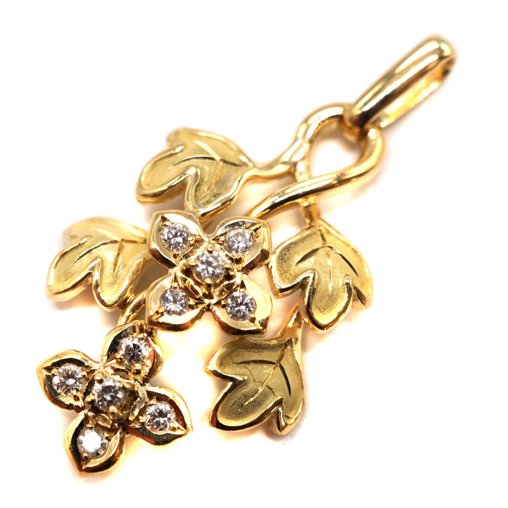 K18 ゴールド D0.17ct ペンダントトップ フラワー ダイヤモンド ジュエリー アクセサリー 【中古】