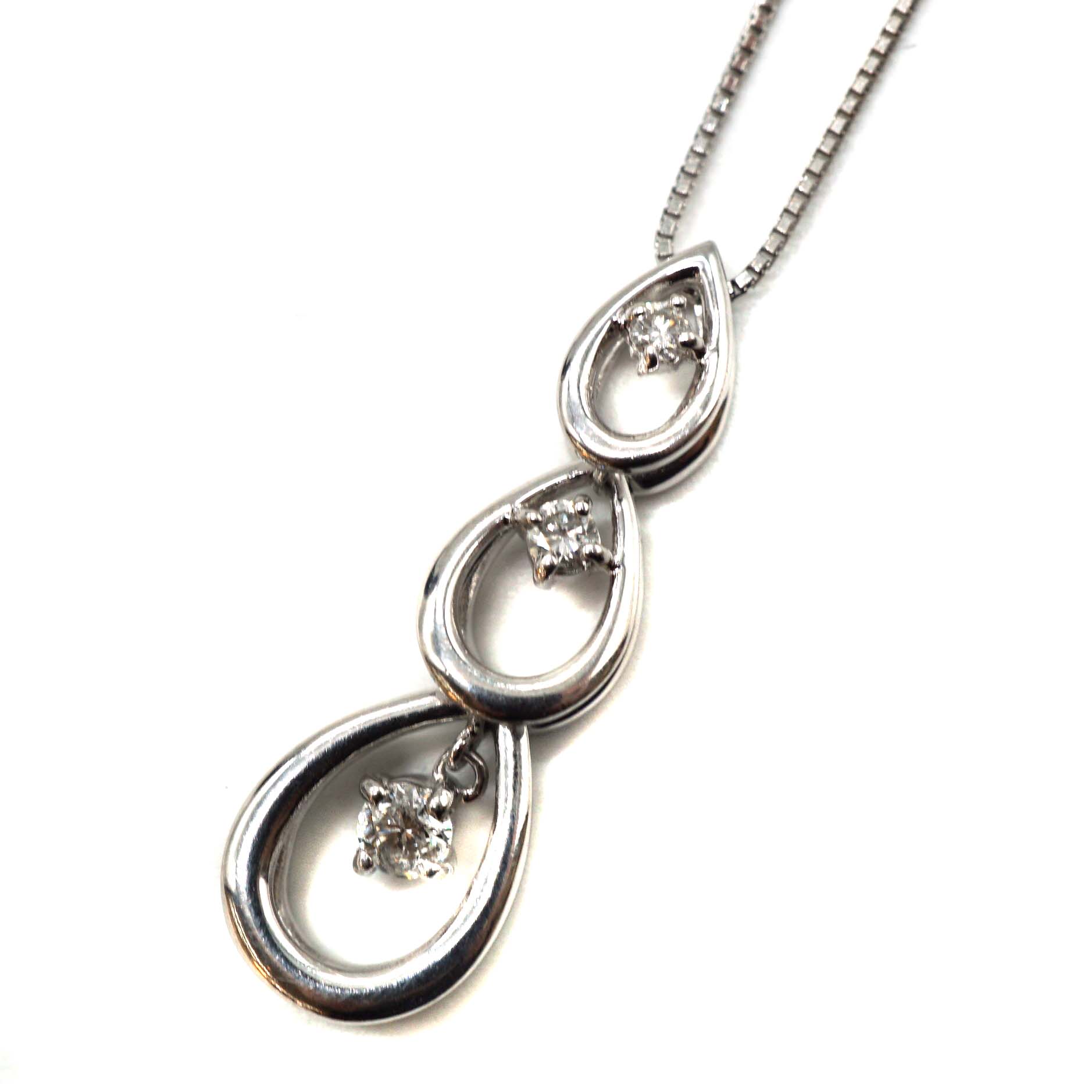 K18WG ホワイトゴールド D0.20ctネックレス ダイヤモンド ジュエリー アクセサリー 【中古】