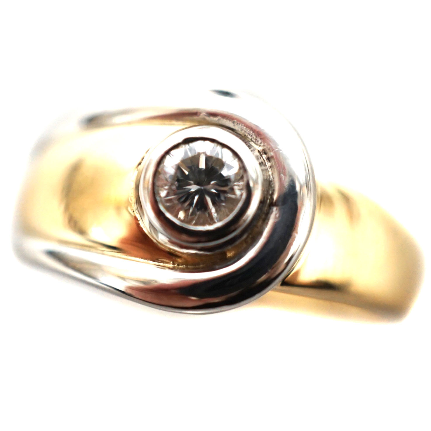 K18 Pt900 ゴールド プラチナ D0.217ct リング ダイヤモンド コンビ ジュエリー アクセサリー 【中古】