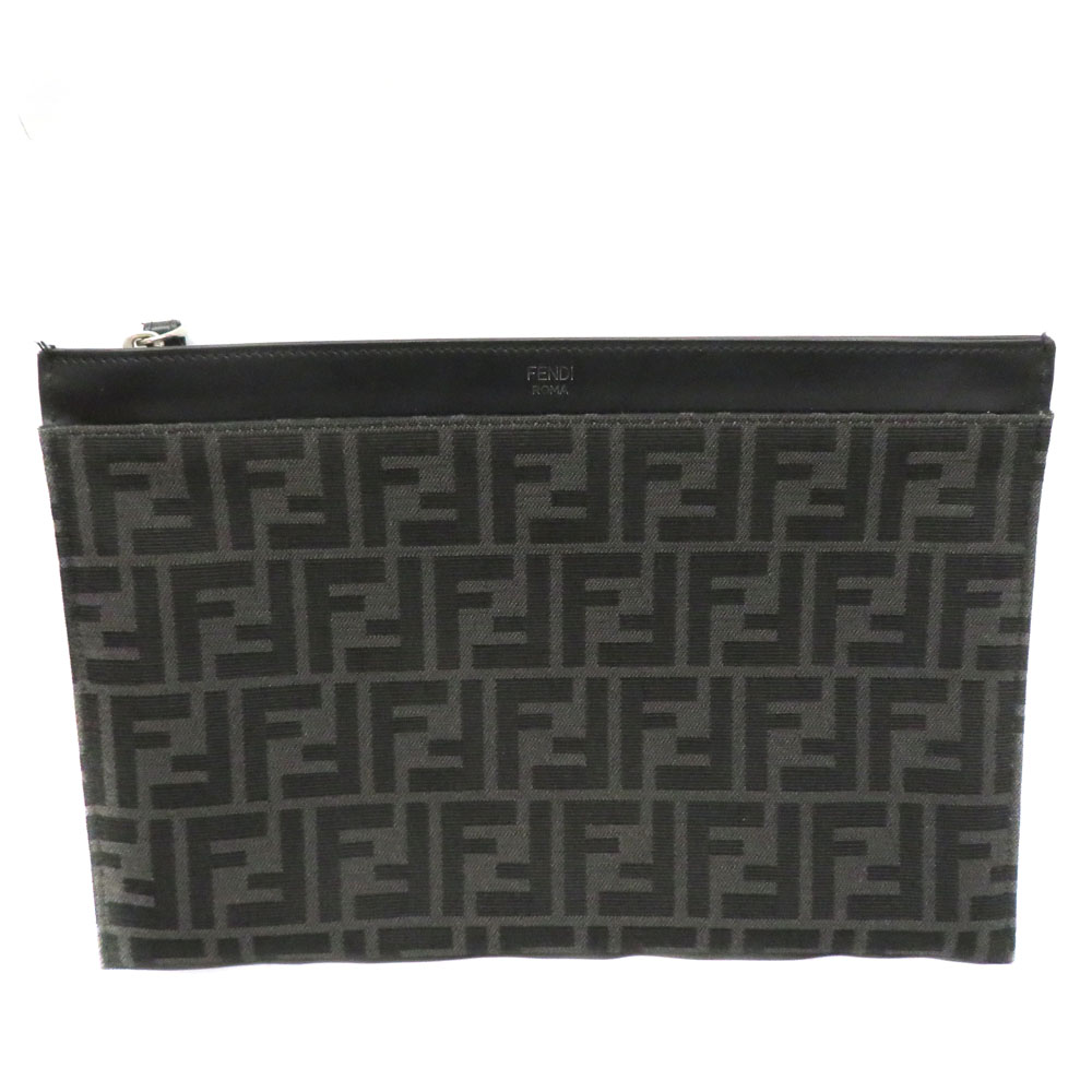 フェンディ Fendi 7N0134AFBV 平ったいか細い クラッチミディアム FFジャ差し固める 黒いこと【中古】