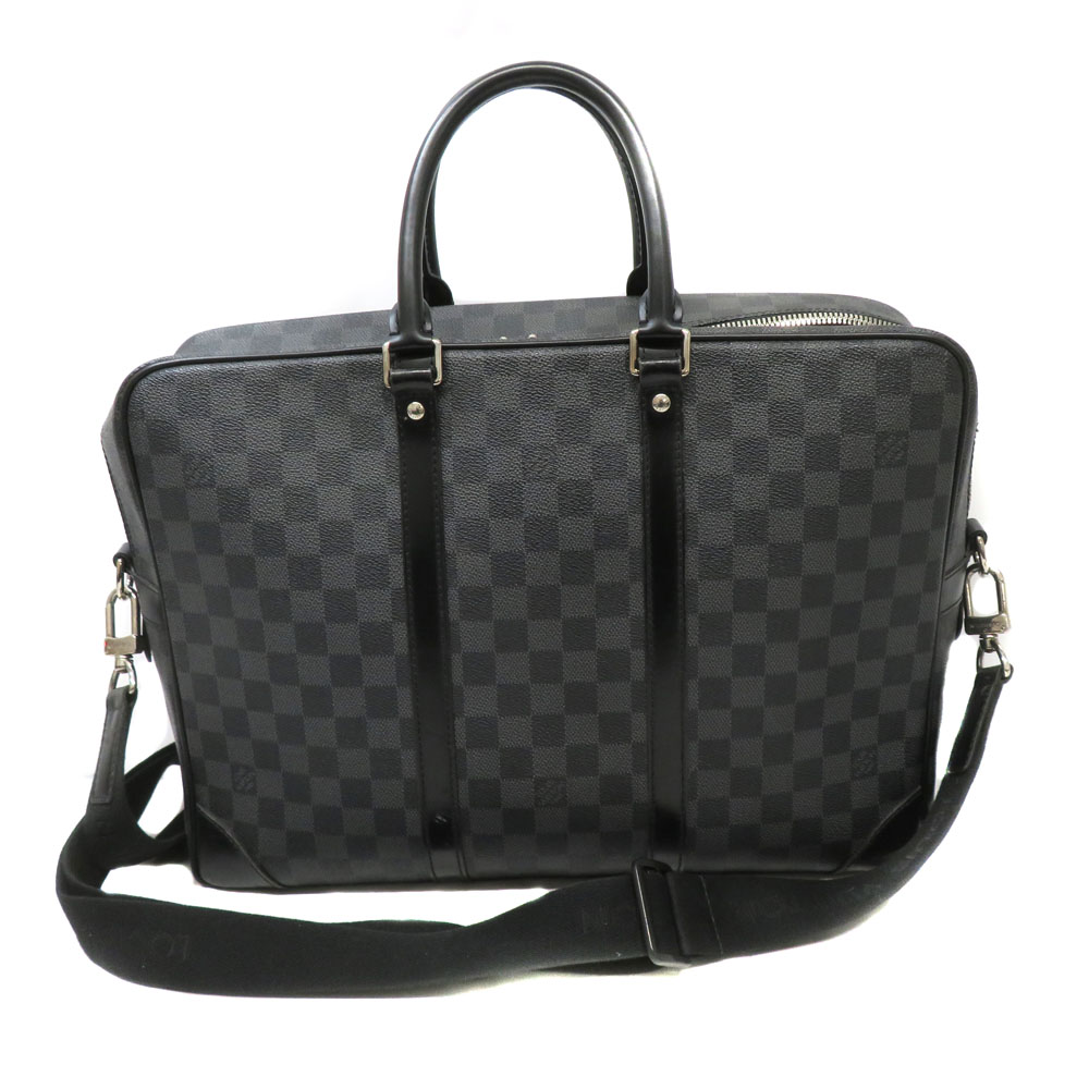 ルイヴィトン Louis Vuitton N41123 ポルトドキュマンヴォワヤージュGM 商行為御徒面子 黒いこと 薄墨色 【中古】