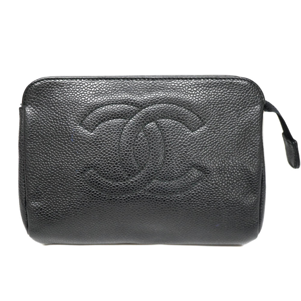 シャネル Chanel ポーチ キャビアスキン ゴールド金具 ブラック 【中古】｜質屋かんてい局 店 32,487円