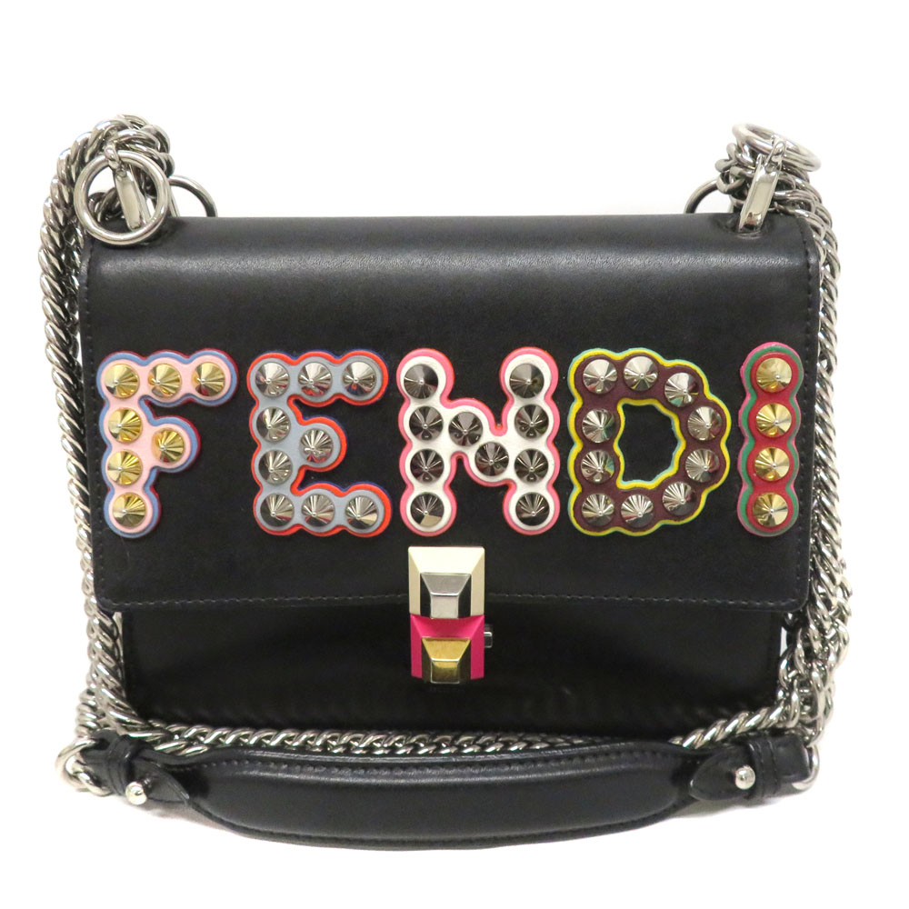 フェンディ Fendi 8M0381 キャナイ チェーン店ショルダーバッグ 黒いこと マルチ色つや  【中古】